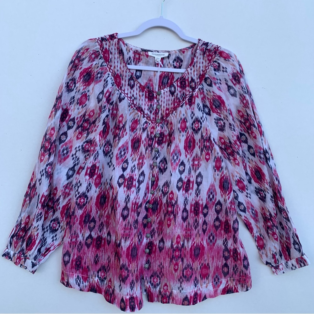 Beachlunchlounge Collection Women Penelope Voile Print Blouse Long Sleeves Small